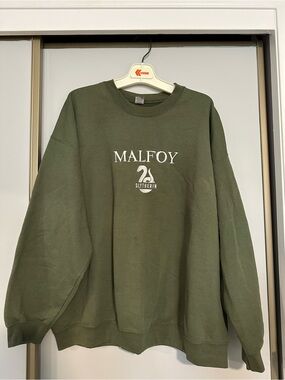 Harry Potter Draco Malfoy Slytherin Olive Green Crewneck Sweater